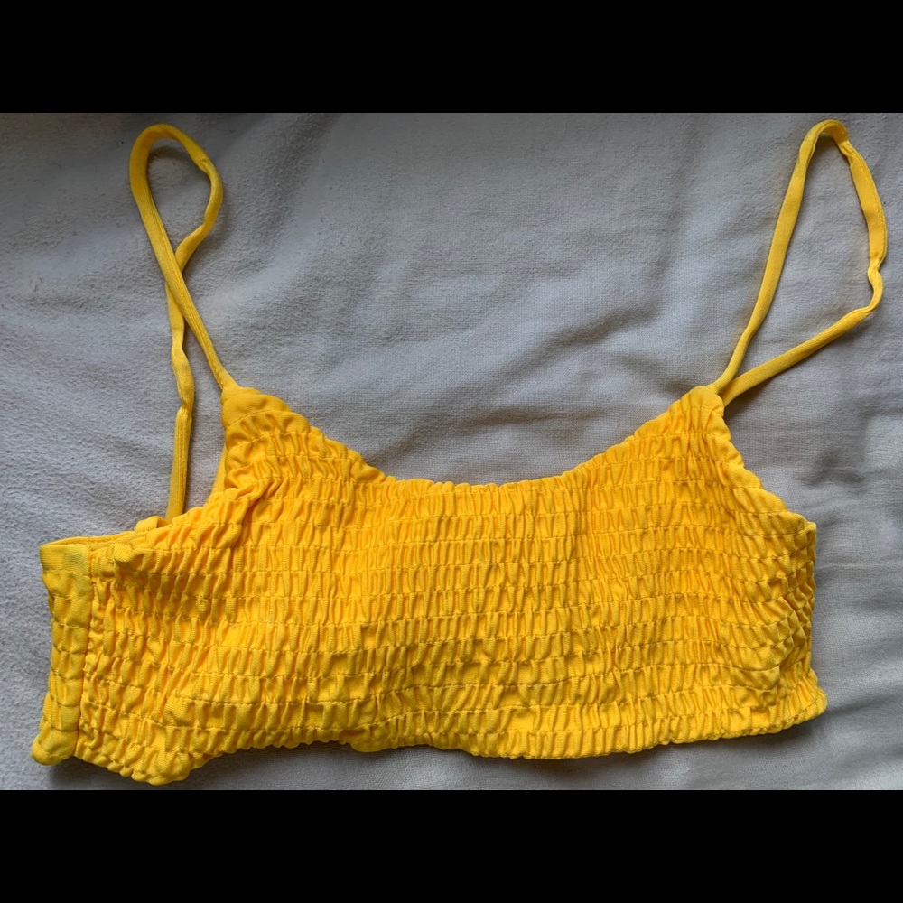 Yellow Ruched Bikini Top